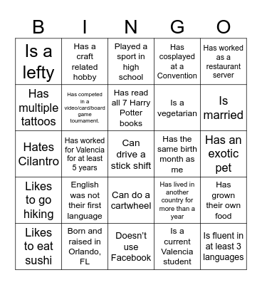 LSC People Bingo Card