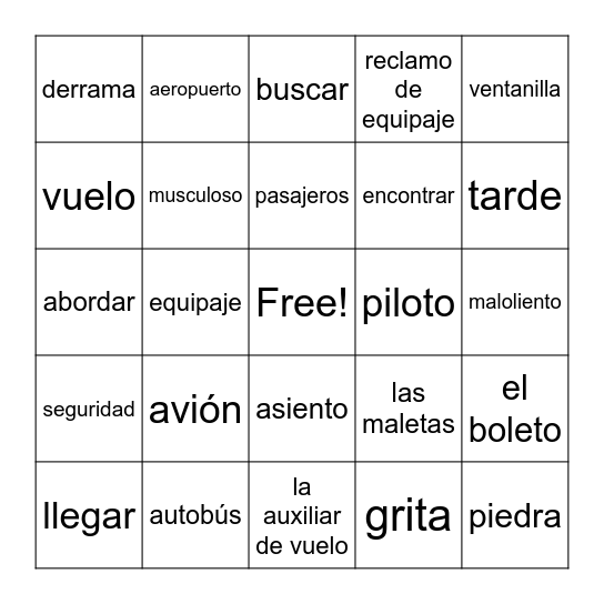 El Pasajero Tonto Bingo Card