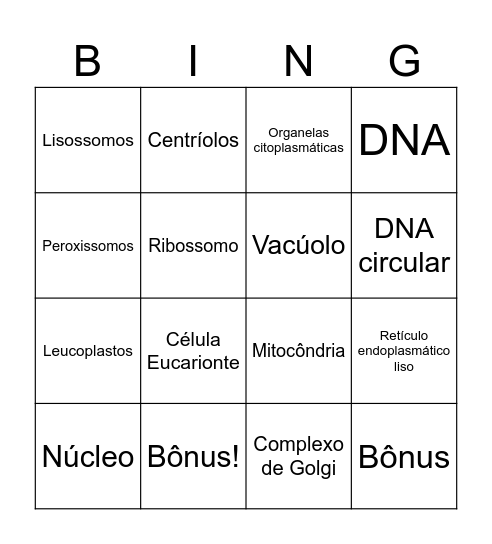 Bingo celular Bingo Card