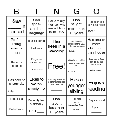 PK PLC Bingo Card