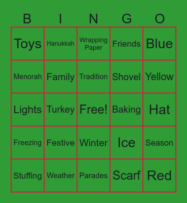 Holiday BINGO! Bingo Card