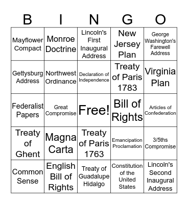 Important Documents Bingo Card