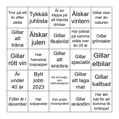 Mingelbingo - hitta någon som... Bingo Card
