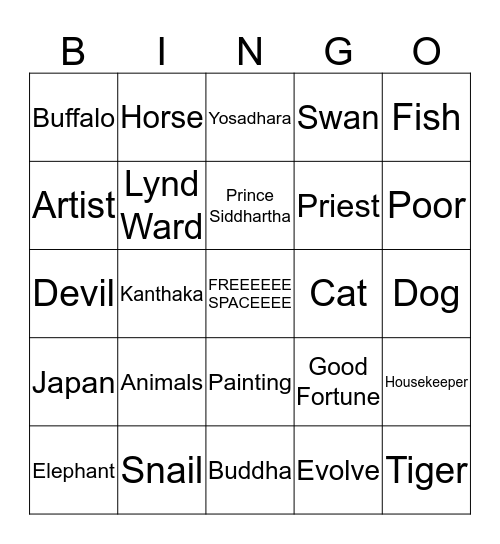 The Cat who Went to Heaven Bingo Card