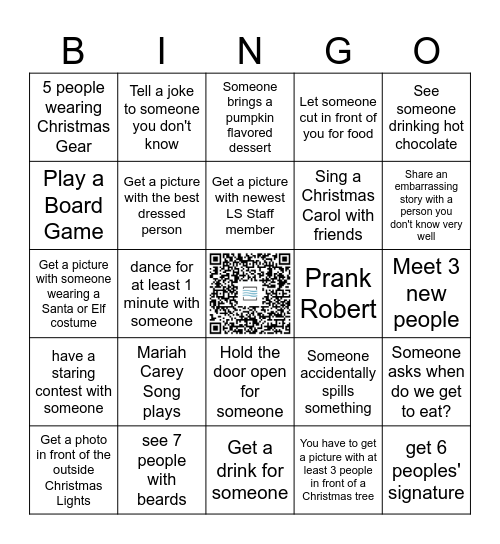 Leadership Christmas Party Bingo                    -use the center square to download your pictures to a Google Doc Folder Bingo Card