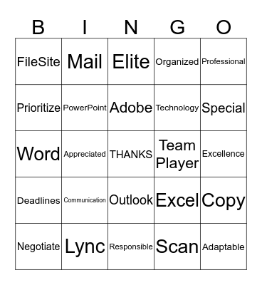 Happy Administrative Professionals Day Bingo Card