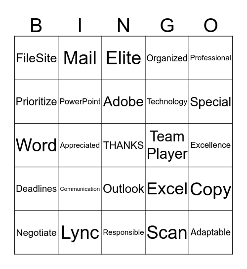 Happy Administrative Professionals Day Bingo Card