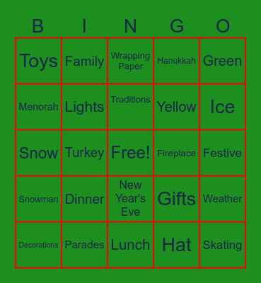 Holiday BINGO!! Bingo Card