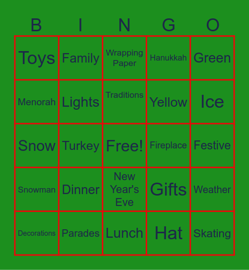 Holiday BINGO!! Bingo Card