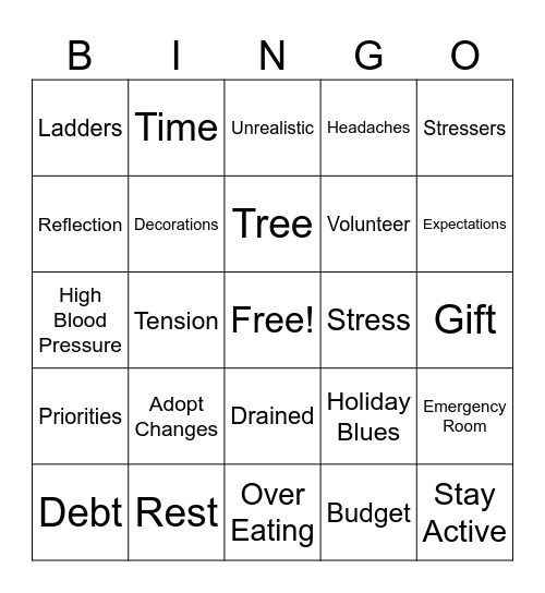 Holiday Stress BINGO! Bingo Card