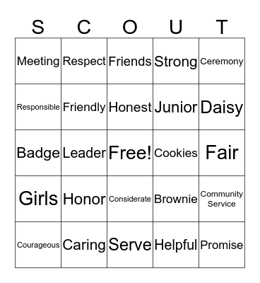 Gs Bingo Card