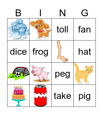 Vowel Sounds Bingo Card