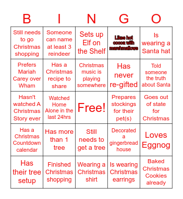 CHRISTMAS Bingo Card