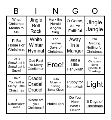 Holiday Bingo Card