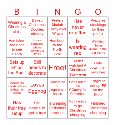 CHRISTMAS Bingo Card