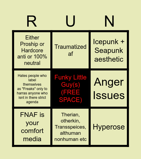 Girlboythingdemonpunk Bingo Card