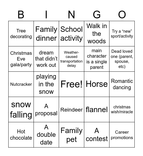 Hallmark Bingo Card