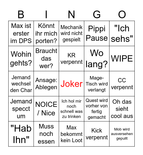 Bullshit M+ Bingo Card