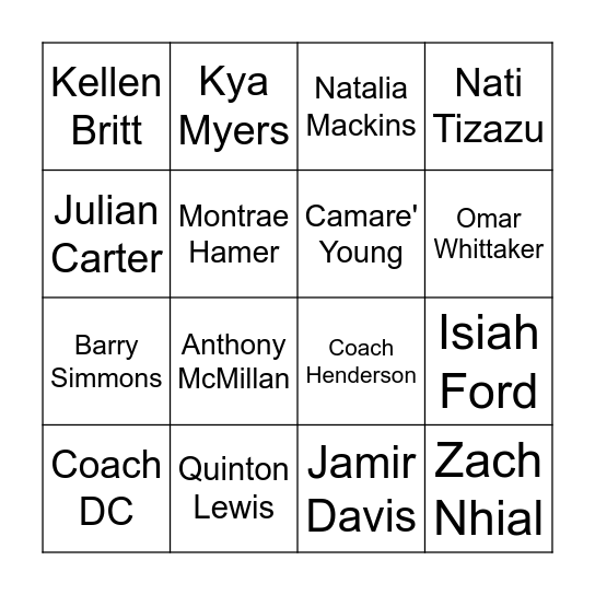 Apple Valley Eagles Tip Off Bingo Card
