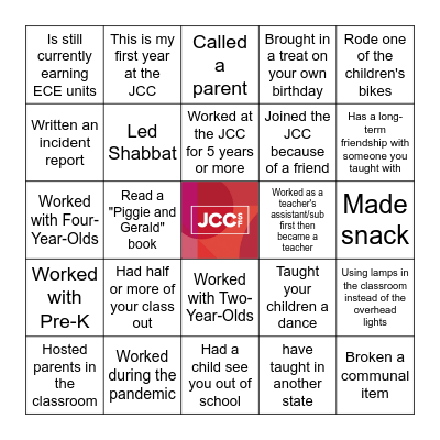 JCC ECE Bingo Card