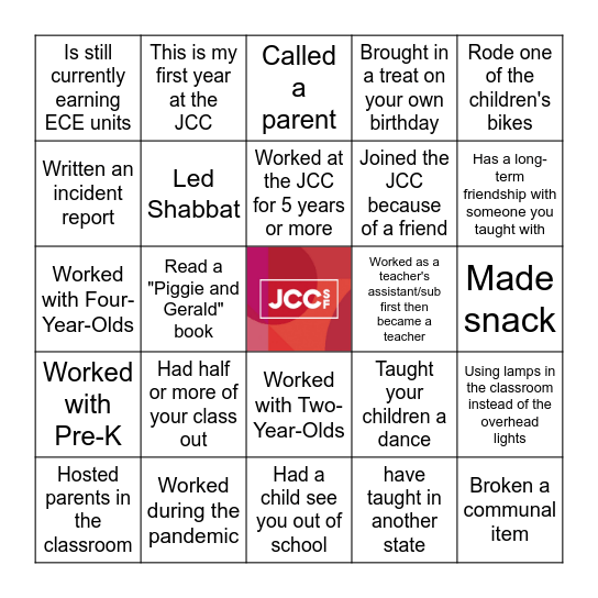 JCC ECE Bingo Card