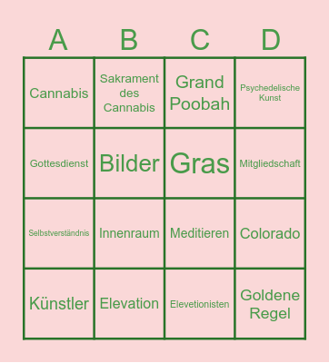 Church of Cannabis Bingo Card