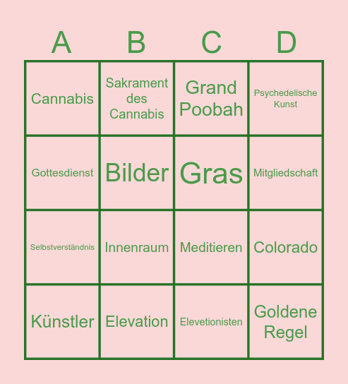 Church of Cannabis Bingo Card