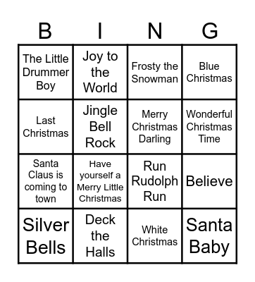 Christmas Music Bingo! Bingo Card