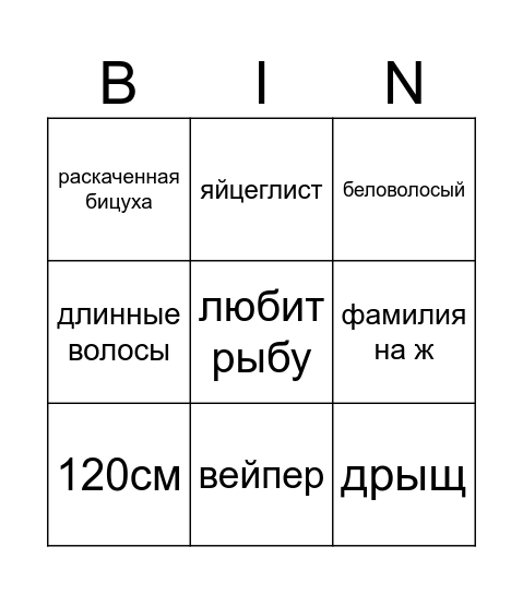 хуесос Bingo Card