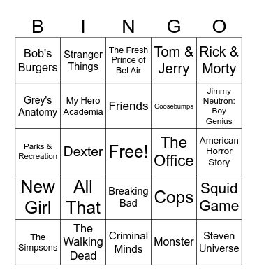 TV Intros Bingo Card