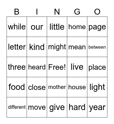 Silent E (G2) Bingo Card