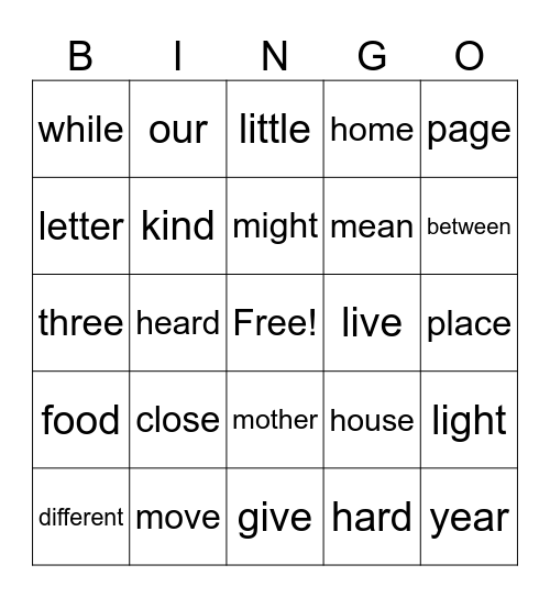 Silent E (G2) Bingo Card