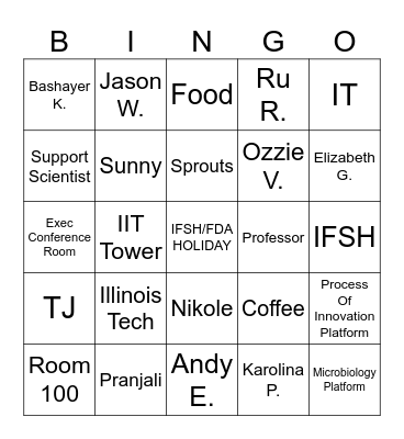 IFSH/FDA BINGO Card