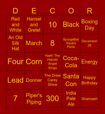 AC Holiday Bingo - Trivia Bingo Card