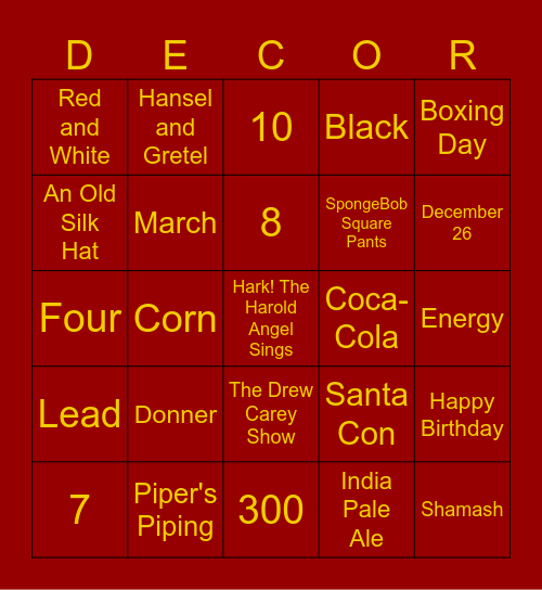 AC Holiday Bingo - Trivia Bingo Card
