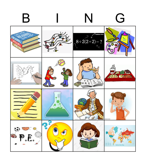 School Classes and Actions Bingo Card