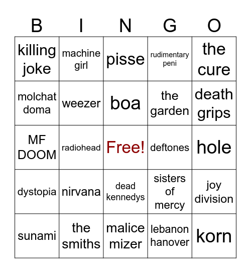 asta's music taste Bingo Card