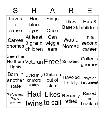 Getting to Know You Bingo Card