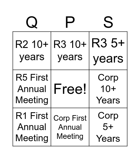 QPS Bingo Card