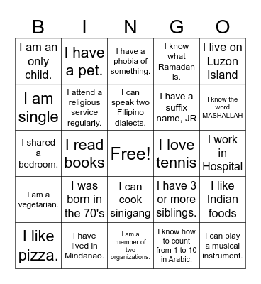 Diversity Bingo Card