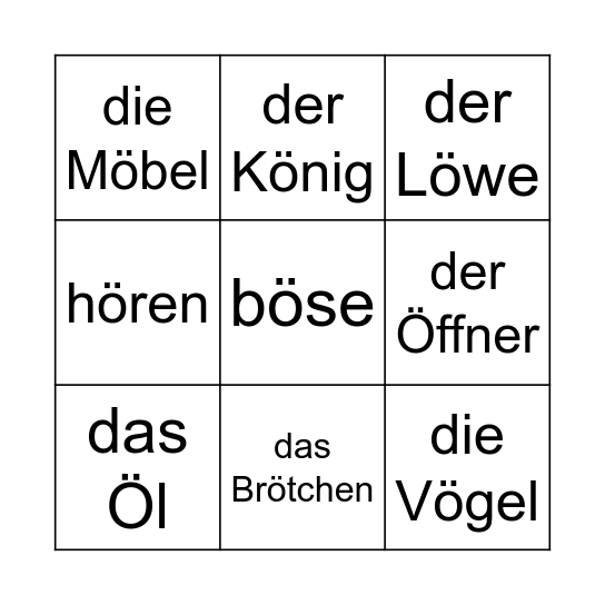 Ö BINGO Card