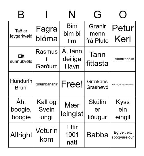 4.A Bingo Card