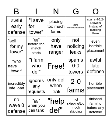 THE TDX GAMING GAMER GAME OF THE GREATEST BINGO Card