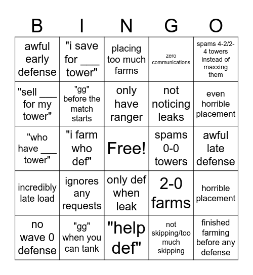 THE TDX GAMING GAMER GAME OF THE GREATEST BINGO Card