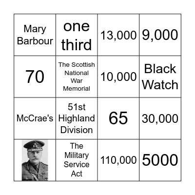 Scottish Specific Example Bingo Card