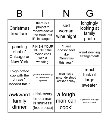 Hallmark, get set - DRINK! Bingo Card