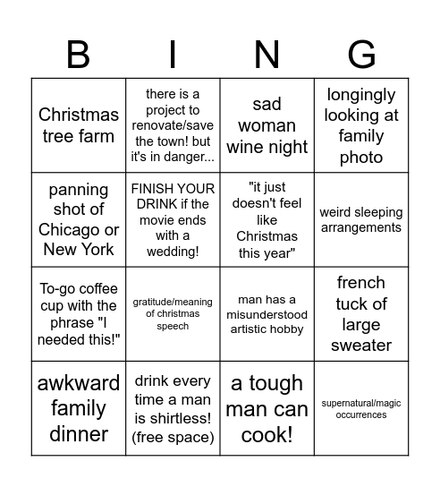Hallmark, get set - DRINK! Bingo Card
