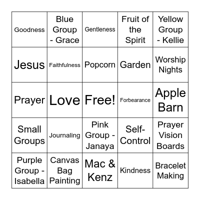 Delight Bingo Card