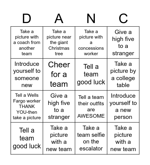 State Dance BINGO Card