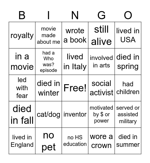 Brother's Bingo Card